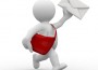 3d postman with envelope and bag