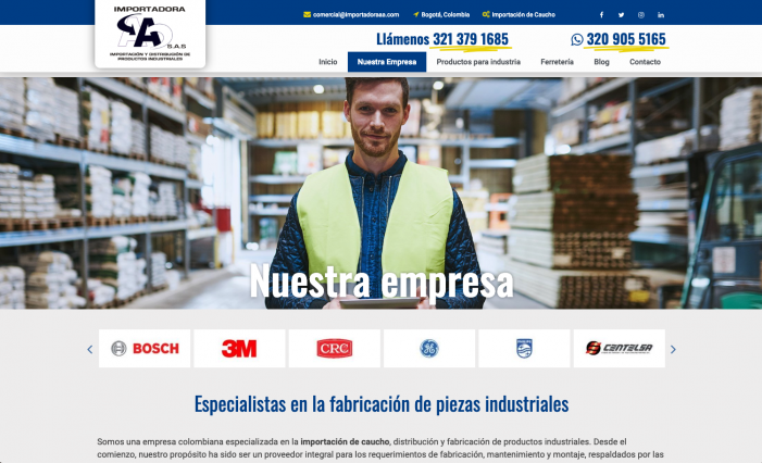 Diseño sitio web Importadora AA SAS Importadora AA SAS, un sitio web ElementorPro