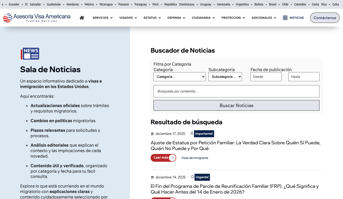 Noticias parametrizadas