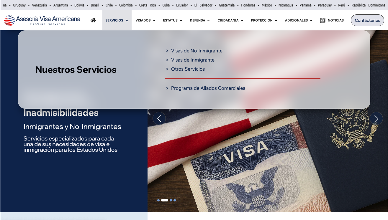 megamenu con transparencia diseño web